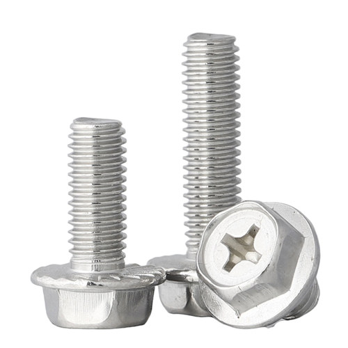 M4M5M6M8mm 304不锈钢十字法兰螺丝外六角法兰面螺栓防松防滑螺钉 - 图3