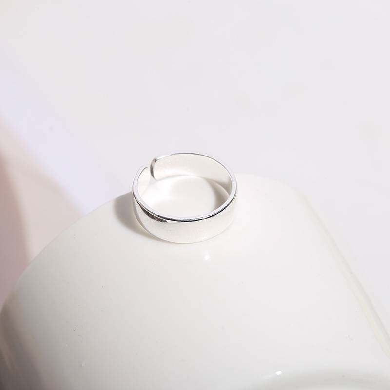 S925 sterling silver open ring ins Korean style versatile minimalist aperture glossy ring mix and match trendy ring for women
