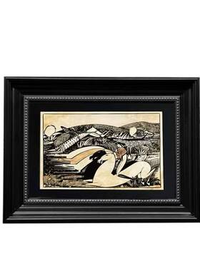 现在简约风格设计师小挂画书房柜子装饰画墙面创意艺术实物画摆件