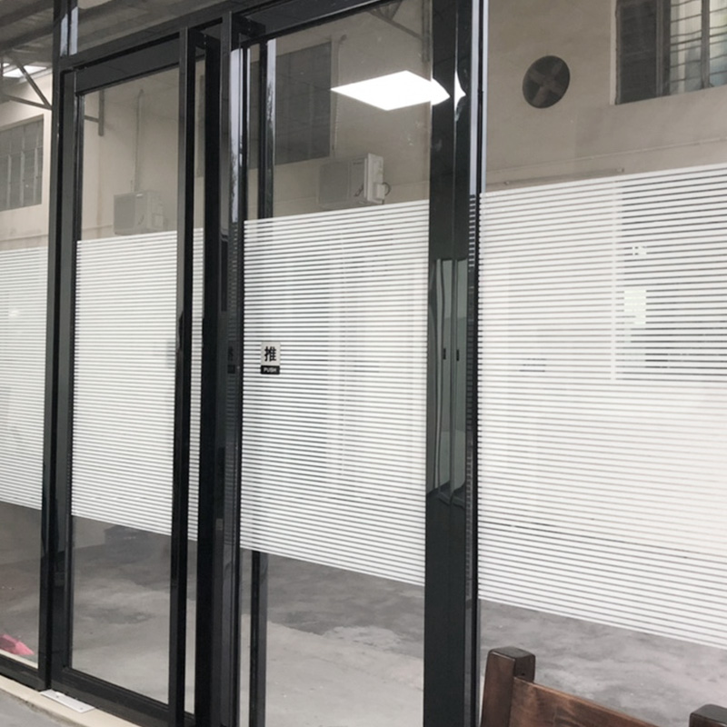 静电免胶磨砂办公室玻璃贴膜半透明条纹移门隔断防撞腰线窗户贴纸 - 图1