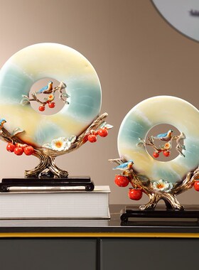 事事如意柿子平安扣客厅玄关电视柜新房装饰品树脂工艺品