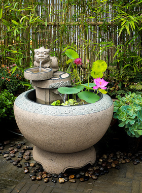 汉韵堂庭院流水园露台阳台造景鱼池创意貔貅招财循环水水景