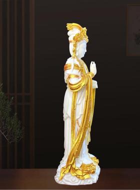 象牙果描金琉璃观音菩萨佛龛办公店铺供奉神像摆件家居装饰工艺礼