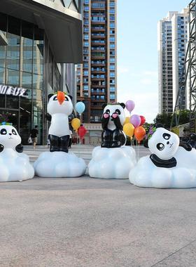 户外网红拍照打卡熊猫雕塑景区售楼处商场游乐场卡通动物装饰摆件