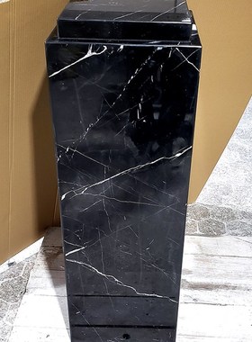 双层天然黑白根大k理石底座艺术品展示台工艺品摆件柱客厅雕塑立