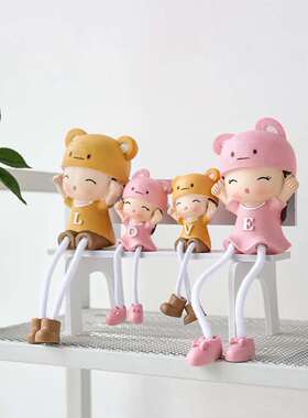 一家四口摆件卧室家里装饰品房间温馨丑萌书桌装饰布置小物件摆设