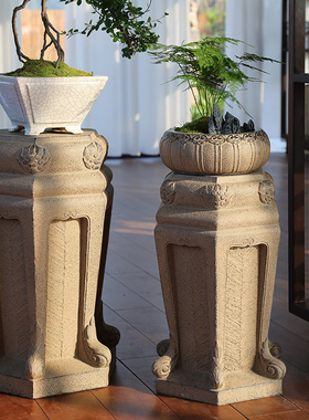 户外花园庭院摆件人造石墩凳子别墅阳台门口布置小花盆装饰品底座