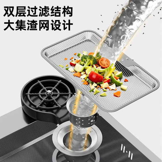 Slag-collecting thickened 5MM kitchen sink large single-slot 304 stainless steel sink household under-counter basin sink sink