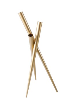 现代金属几何花器简约花插摆件金色圆管花样板间客厅桌面装饰品