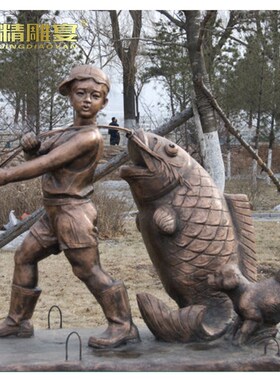 渔民文化人物铸铜雕像城市广场大型玻璃钢仿铜雕塑户外景观铜雕