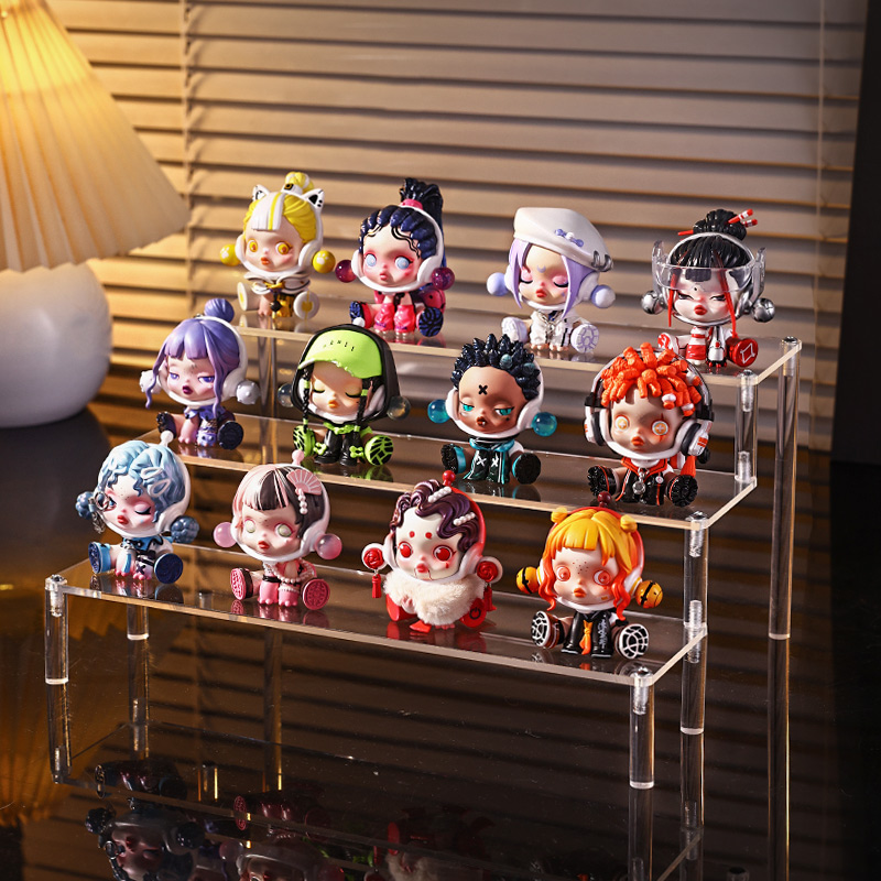 透明亚克力阶梯展示架香水哪吒手办萌粒摆件汽车模型多层置物架 - 图1