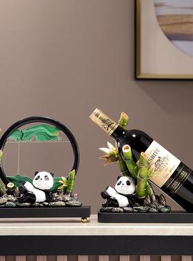 熊猫红酒架摆件创意高档家居客厅餐边柜酒柜装饰品高级感葡萄酒托