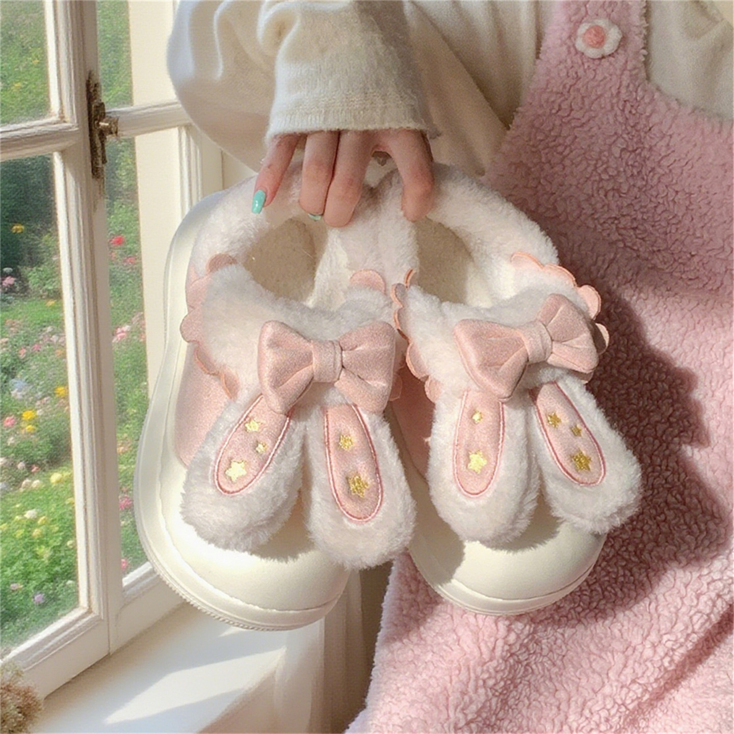 细细条 外穿加绒保暖少女心棉鞋软萌可爱兔耳朵lo甜美面包鞋女冬,淘宝优惠券,粉丝福利购,淘宝优惠卷