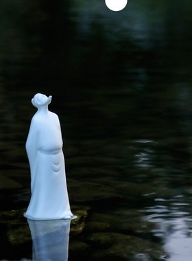 创意陶瓷人物李白客厅工艺品摆件家居新中式禅意桌面书架玄关装饰