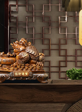 财源广进招财聚宝盆金蟾摆件客厅酒柜办公室旺财装饰店铺开业礼品