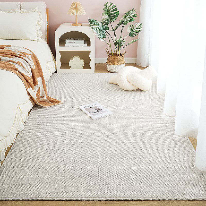 Plain carpet bedroom bedside blanket cream style living room coffee table floor mat off-white solid color photo background blanket