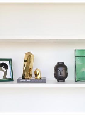 样板间玄关书柜现代家居饰品软装仿真花相架蜡烛玻璃摆件ZH3082