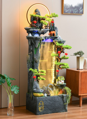 客厅装饰摆件假山流水喷泉造景观办公室循环水加湿器落地鱼缸招财