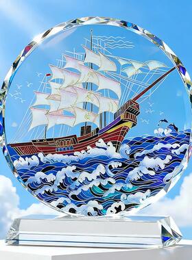 一帆CXG风帆船晶摆客厅玄关水电视柜件装饰乔迁开业办公室礼物顺