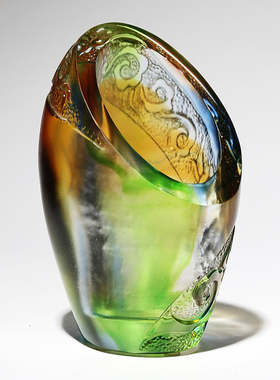 高档琉璃笔筒办公室摆件送领导朋友礼物桌面装饰品家居实用工艺品