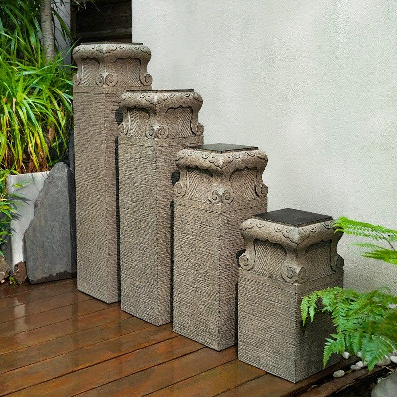落地摆件祥云柱 人造石柱石墩子客厅玄关仿古展示柱盆景花架底座,淘宝优惠券,粉丝福利购,淘宝优惠卷