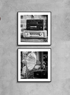 咖啡厅怀旧复古装饰画黑白摄影组合小众艺术挂画工业风样板房书房