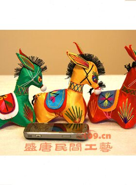 绸布面小驴驴陕西民间纯手工制作田园风格摆件出国礼品中国风格