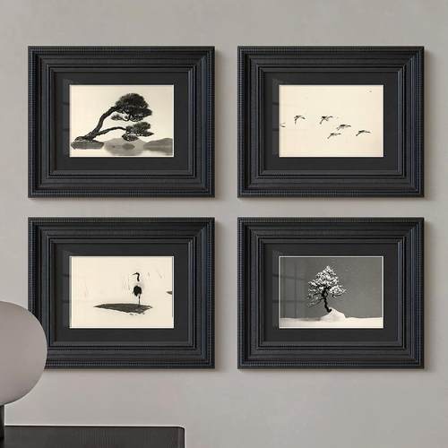 山本昌南黑白摄影客厅装饰画法式复古风景画美式餐厅卧室挂画A070 - 图2