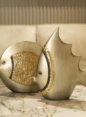 现代欧式轻奢高档陶瓷摆件客厅玄关鱼摆件装饰品酒柜中式艺术家居