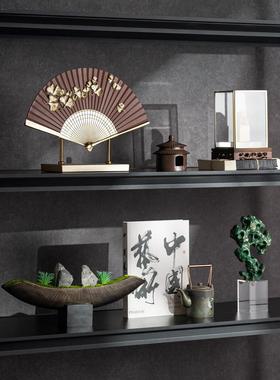 新中式风格古宋玉器禅宗样板房博古架开格茶室书房民族风格套装装