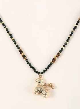 彩马吊坠项链时尚秋冬毛衣链复古简约高级感个性气质百搭彩色串珠