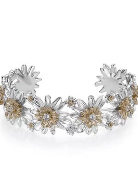 双色雏菊手镯开口式花朵造型时尚百搭高级感精致优雅气质手饰品