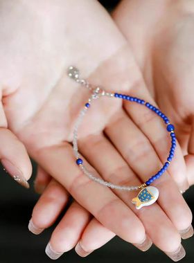 蓝色串珠鱼悦手链新中式小众精致多巴胺配色手串手饰送女友闺蜜礼