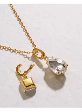 清晨雨露水滴形金色项链复古镶钻高级感轻奢时尚气质百搭毛衣链女