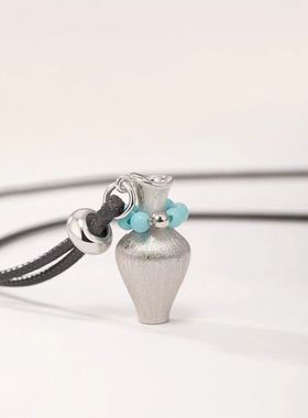 折扇抱瓶花瓶项链拉丝编绳秋冬新中式国风气质精致百搭女款毛衣链