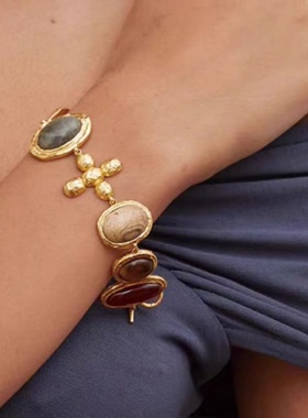 十字架文艺复古彩色手链欧美首饰小众原创设计气质时尚男女同款