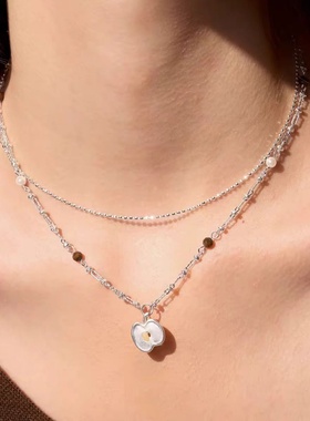 小森林平安果项链虎眼石叠链高级ins风简约时尚轻奢毛衣链气质女