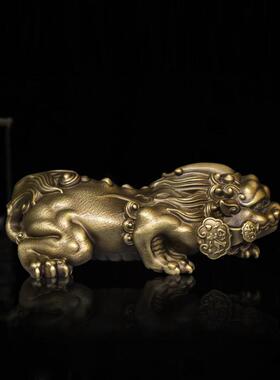 铜臻全铜貔貅手把件盘玩男士吊坠挂件随身把玩件文玩青铜皮丘摆件