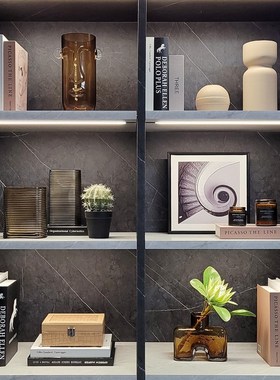 样板间客厅书架软装家居摆件饰品仿真花挂画几何陶瓷组合ZH2606