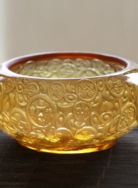 古法琉璃聚宝盆七彩色元宝盆居家客厅办公室书房玄关招财镇宅摆件