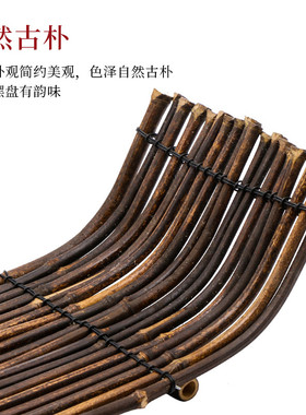 复古天然竹制寿司摆盘竹篱笆竹丝编竹摆件日韩料理摆盘刺身装饰品