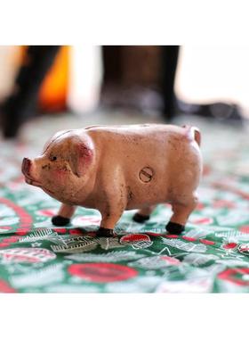 稻谷藏库 铸铁彩绘小猪猪摆件 小猪存钱罐 家居桌面装饰品