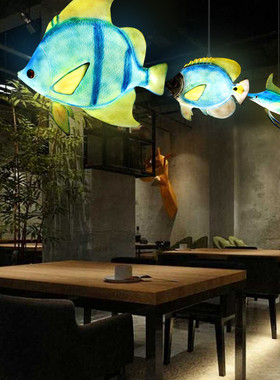 玻璃钢仿真热带鱼发光雕塑酒店亮化装饰小品海洋鱼摆件餐馆吊挂灯