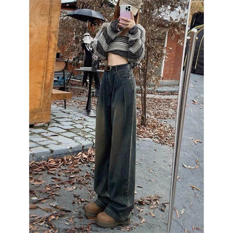 水泥灰加绒直筒女2023年冬季新款爆款显瘦垂感阔腿,淘宝优惠券,粉丝福利购,淘宝优惠卷