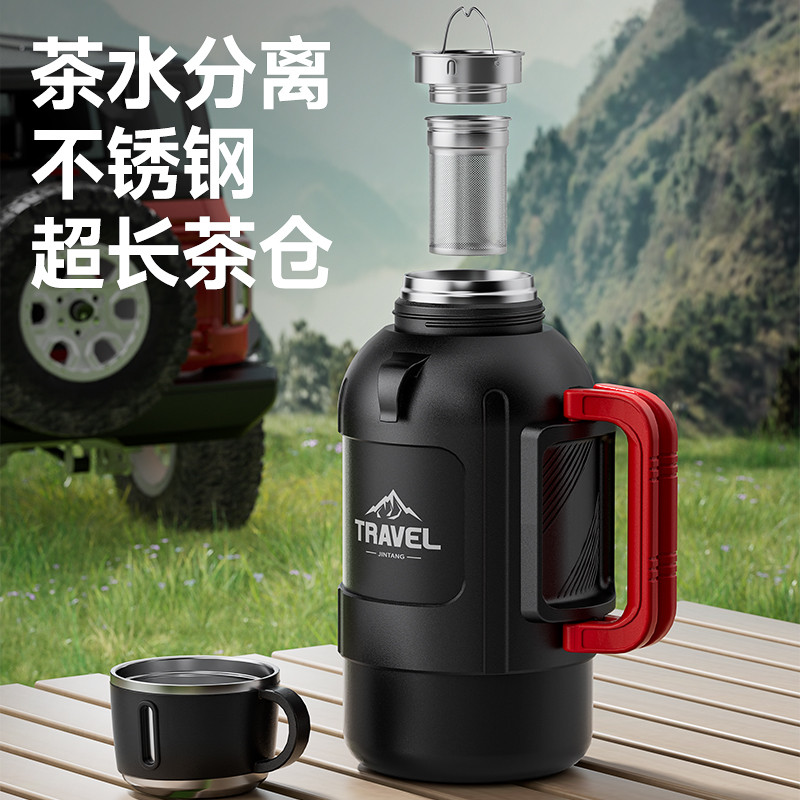 不锈钢保温壶大容量保温杯大号矮胖热水壶户外车载泡茶杯家用水瓶 - 图1