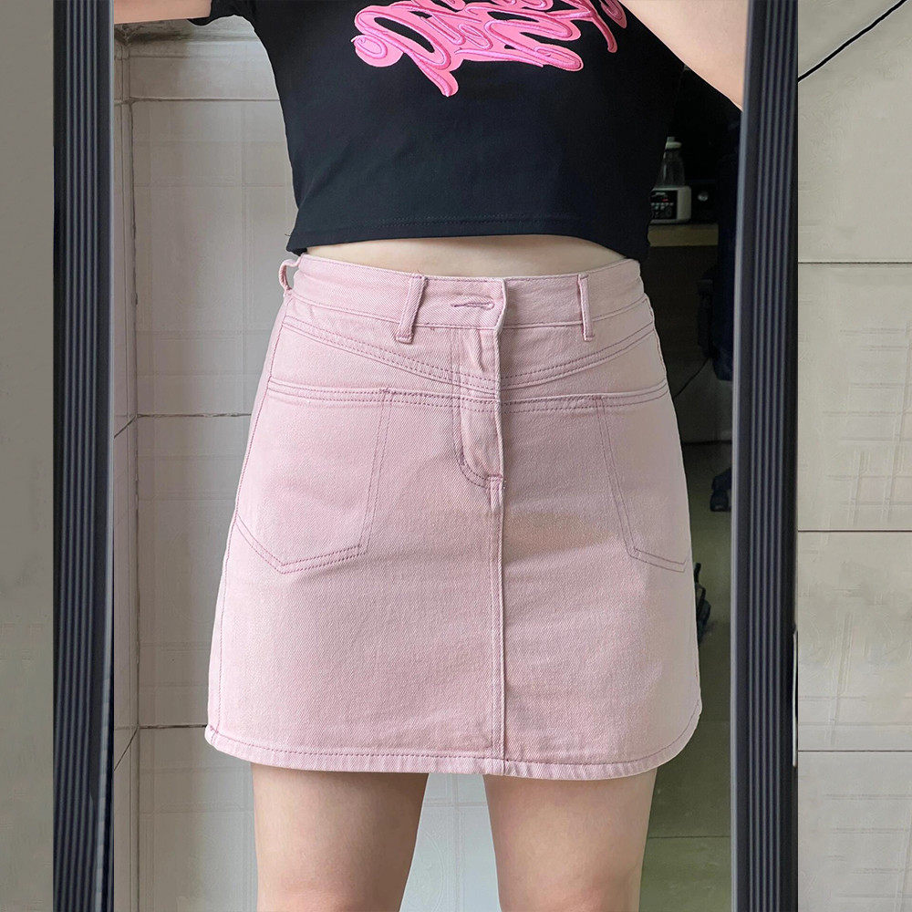 300斤大码粉色牛仔女夏季辣妹胖mm显瘦a字包臀,淘宝优惠券,粉丝福利购,淘宝优惠卷