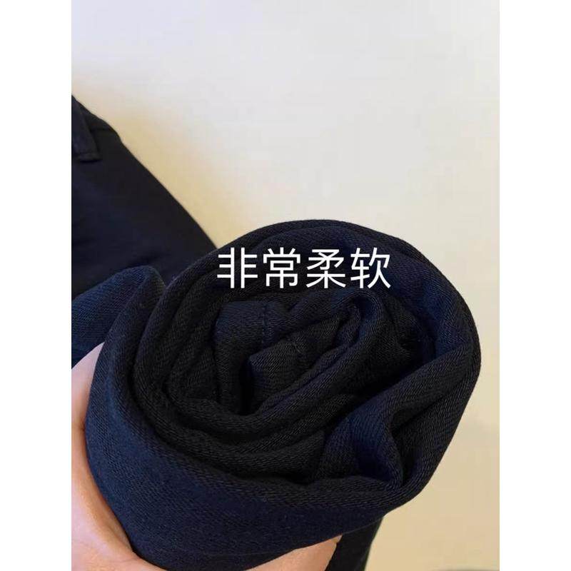 黑色弹力窄版直筒女2025新款大码梨形身材显瘦遮胯长裤,淘宝优惠券,粉丝福利购,淘宝优惠卷