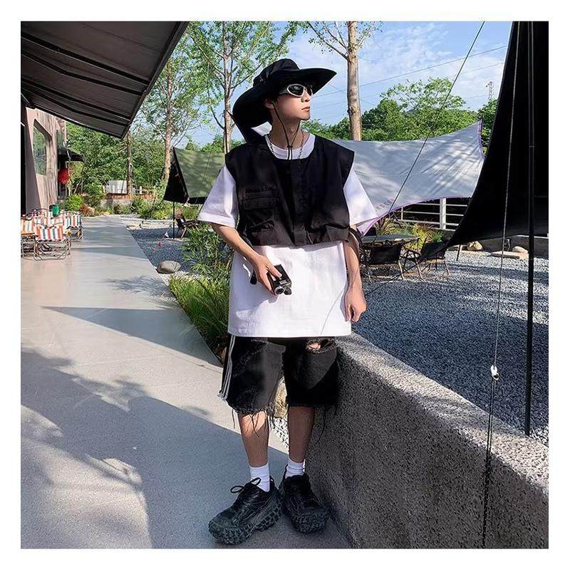 青少年口袋短款马甲男ins潮设计感小众宽松韩版潮流坎肩,淘宝优惠券,粉丝福利购,淘宝优惠卷