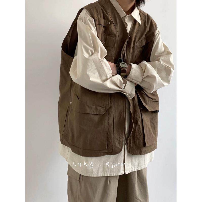 春秋日系多口袋宽松工装马甲男女生阿美咔叽露营机能战术外搭,淘宝优惠券,粉丝福利购,淘宝优惠卷