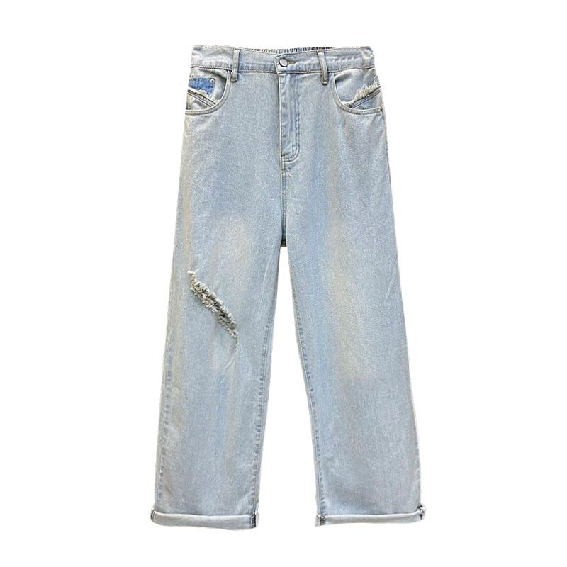 300斤特大码胖mm2025夏季新款直筒显瘦百搭破洞女,淘宝优惠券,粉丝福利购,淘宝优惠卷